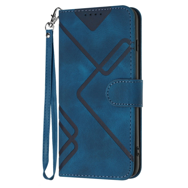 For Samsung Galaxy S25+ 5G Line Pattern Skin Feel Leather Phone Case(Royal Blue) - Galaxy S25+ 5G Cases by PMC Jewellery | Online Shopping South Africa | PMC Jewellery | Buy Now Pay Later Mobicred