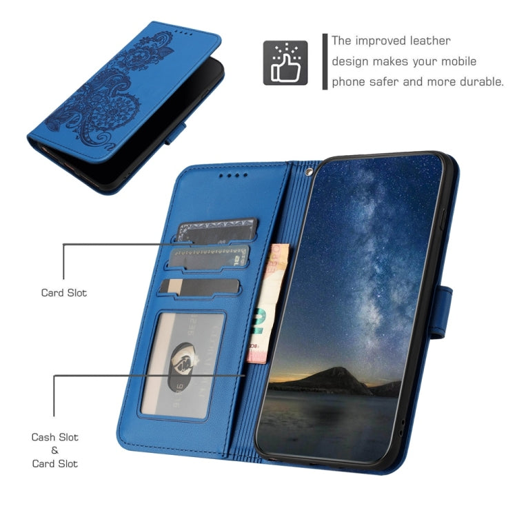 For Samsung Galaxy S25+ 5G Datura Flower Embossed Flip Leather Phone Case(Blue) - Galaxy S25+ 5G Cases by PMC Jewellery | Online Shopping South Africa | PMC Jewellery | Buy Now Pay Later Mobicred