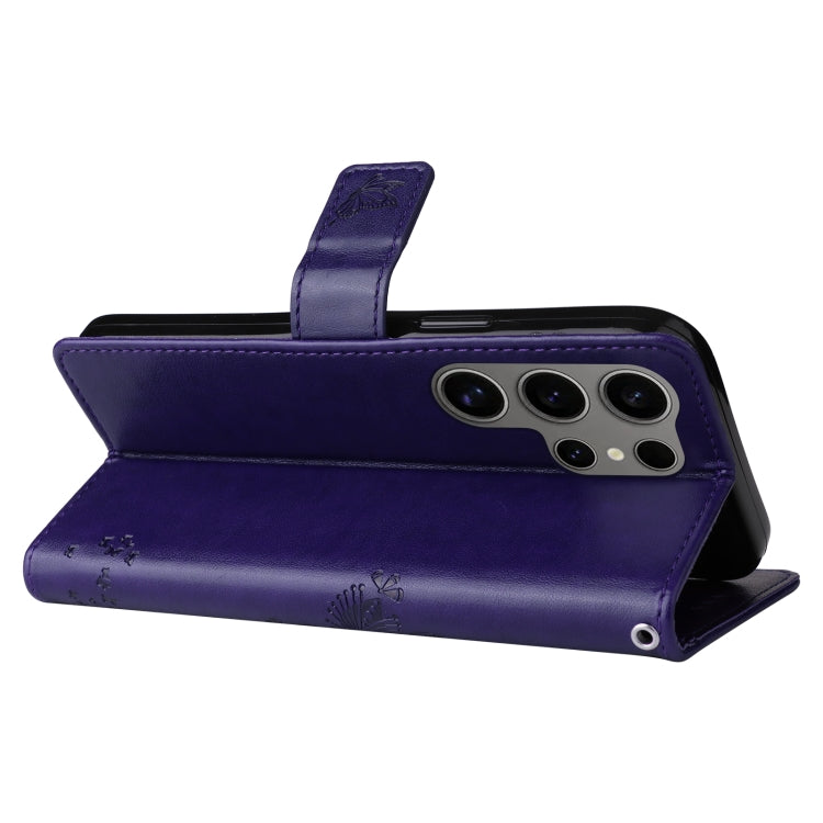 For Samsung Galaxy S25 Ultra 5G Tree & Cat Embossed Pattern Flip Leather Phone Case(Purple) - Galaxy S25 Ultra 5G Cases by PMC Jewellery | Online Shopping South Africa | PMC Jewellery | Buy Now Pay Later Mobicred