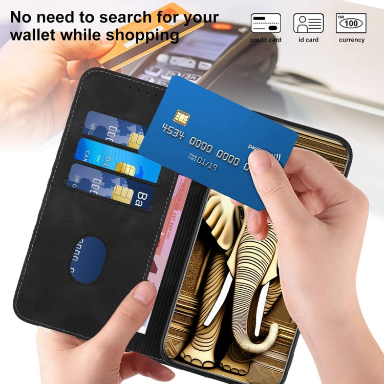 For Samsung Galaxy S25 5G YX0060 Elephant Head Embossed Phone Leather Case with Lanyard(Black) - Galaxy S25 5G Cases by PMC Jewellery | Online Shopping South Africa | PMC Jewellery | Buy Now Pay Later Mobicred