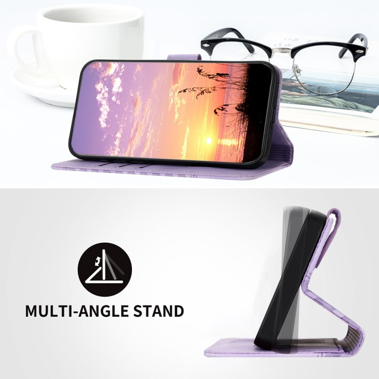 For Samsung Galaxy S25+ 5G YX0060 Elephant Head Embossed Phone Leather Case with Lanyard(Light Purple) - Galaxy S25+ 5G Cases by PMC Jewellery | Online Shopping South Africa | PMC Jewellery | Buy Now Pay Later Mobicred