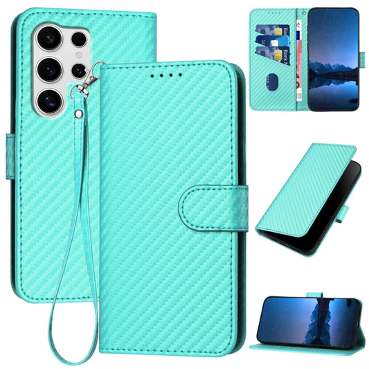 For Samsung Galaxy S25 Ultra 5G YX0070 Carbon Fiber Buckle Leather Phone Case with Lanyard(Light Blue) - Galaxy S25 Ultra 5G Cases by PMC Jewellery | Online Shopping South Africa | PMC Jewellery | Buy Now Pay Later Mobicred