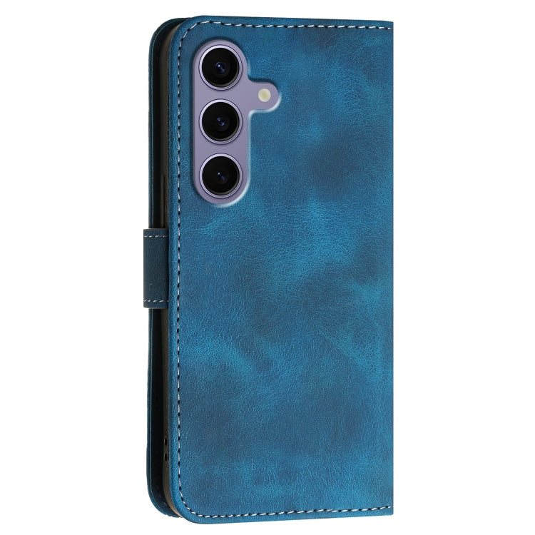 For Samsung Galaxy S25 5G Grid Butterfly Embossed Pattern Leather Phone Case with Lanyard(Dark Blue) - free shipping - PMC Jewellery - Order now!