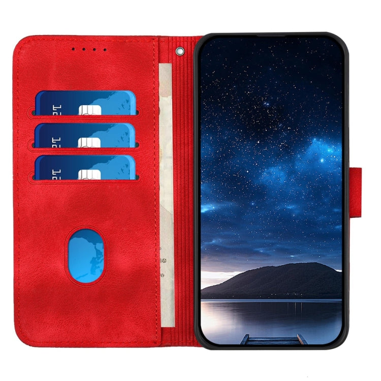 For Samsung Galaxy S25 5G YX0080 Grid Butterfly Embossed Pattern Flip Leather Phone Case with Lanyard(Red) - Galaxy S25 5G Cases by PMC TechLife | Online Shopping South Africa | PMC TechLife | Buy Now Pay Later Mobicred