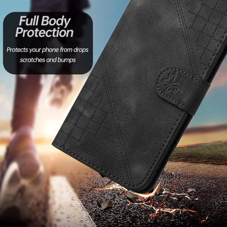 For Samsung Galaxy S25 5G YX0080 Grid Butterfly Embossed Pattern Flip Leather Phone Case with Lanyard(Black) - Galaxy S25 5G Cases by PMC Jewellery | Online Shopping South Africa | PMC Jewellery | Buy Now Pay Later Mobicred