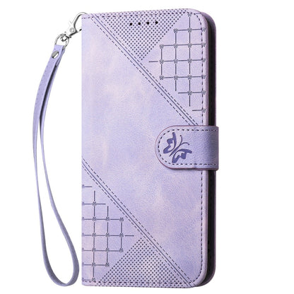 For Samsung Galaxy S25+ 5G YX0080 Grid Butterfly Embossed Pattern Flip Leather Phone Case with Lanyard(Light Purple) - Galaxy S25+ 5G Cases by PMC Jewellery | Online Shopping South Africa | PMC Jewellery | Buy Now Pay Later Mobicred