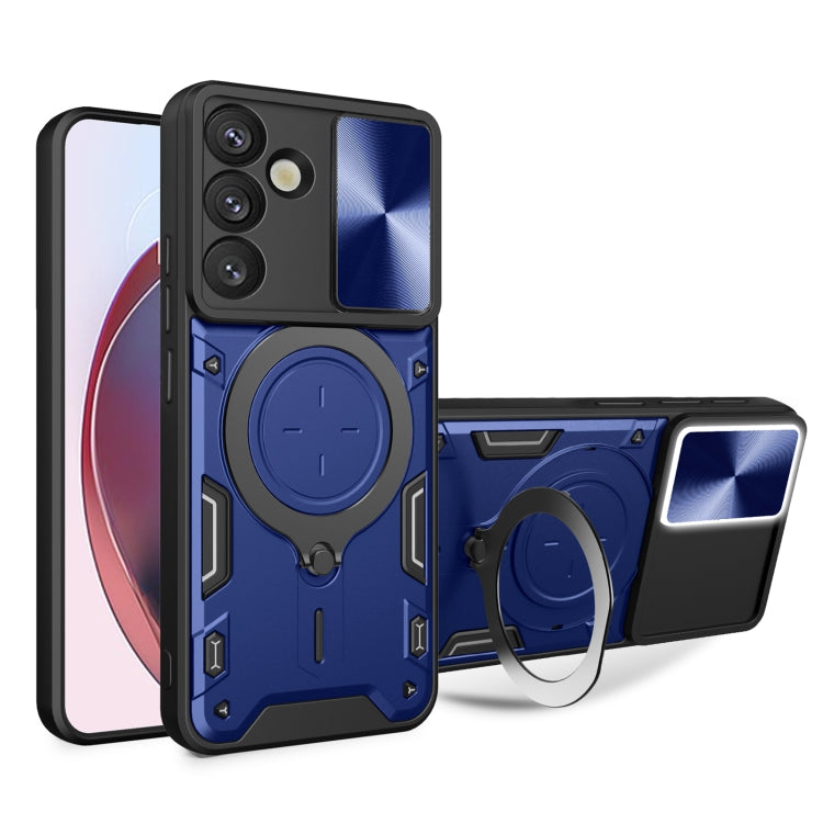 For Samsung Galaxy S25+ 5G CD Texture Sliding Camshield Magnetic Holder Phone Case(Blue) - free shipping - PMC Jewellery - Order now!