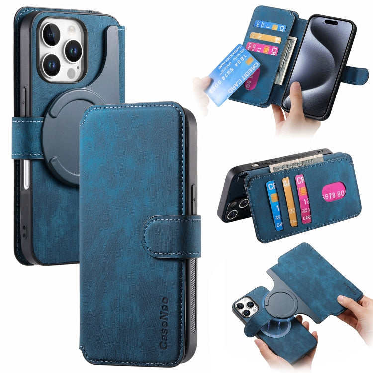 For iPhone 16 Pro Max CaseNeo MagSafe RFID Anti-theft Retro Leather Phone Case(Blue) - iPhone 16 Pro Max Cases by CaseNeo | Online Shopping South Africa | PMC Jewellery | Buy Now Pay Later Mobicred