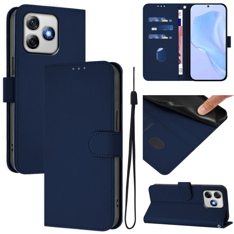 For Ulefone Note 18 Ultra Skin Feel Solid Color Leather Phone Case with Lanyard(Navy Blue) - Ulefone Cases by PMC Jewellery | Online Shopping South Africa | PMC Jewellery | Buy Now Pay Later Mobicred