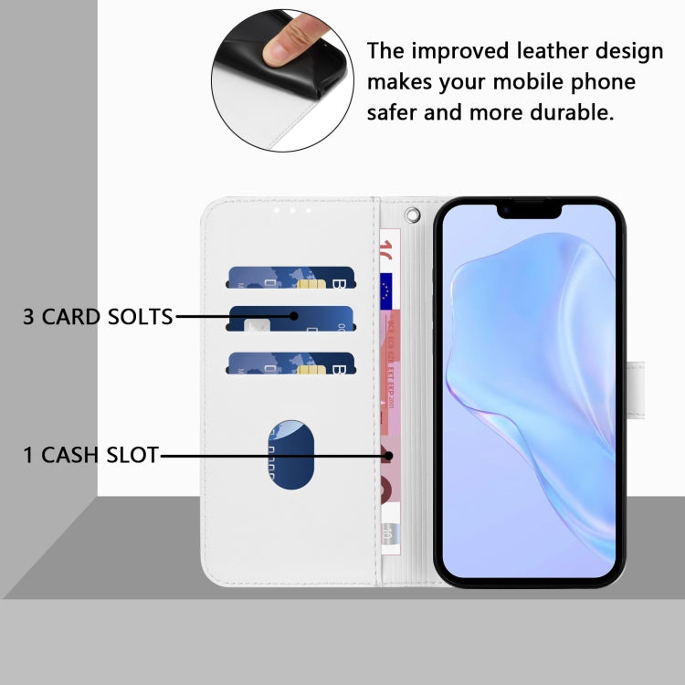 For iPhone 16e Skin Feel Solid Color Leather Phone Case with Lanyard(White) - iPhone 16e Cases by PMC TechLife | Online Shopping South Africa | PMC TechLife | Buy Now Pay Later Mobicred