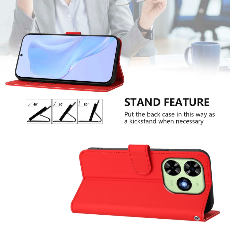 For Tecno Spark Go 2024 4G Skin Feel Solid Color Leather Phone Case with Lanyard(Red) - Tecno Cases by PMC Jewellery | Online Shopping South Africa | PMC Jewellery | Buy Now Pay Later Mobicred