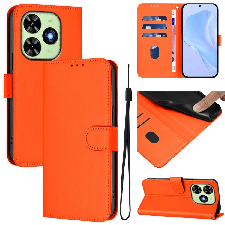 For Tecno Spark Go 2024 4G Skin Feel Solid Color Leather Phone Case with Lanyard(Orange) - Tecno Cases by PMC Jewellery | Online Shopping South Africa | PMC Jewellery | Buy Now Pay Later Mobicred