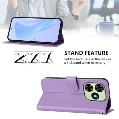 For Tecno Spark Go 2024 4G Skin Feel Solid Color Leather Phone Case with Lanyard(Lavender Purple) - Tecno Cases by PMC Jewellery | Online Shopping South Africa | PMC Jewellery | Buy Now Pay Later Mobicred