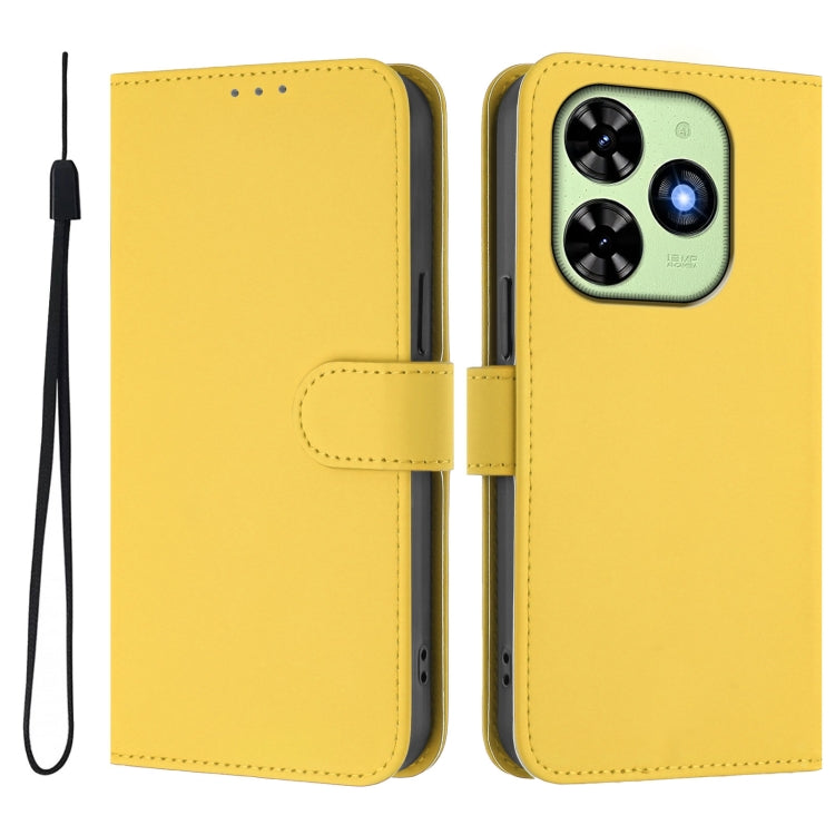 For Tecno Spark Go 2024 4G Skin Feel Solid Color Leather Phone Case with Lanyard(Lemon Yellow) - Tecno Cases by PMC Jewellery | Online Shopping South Africa | PMC Jewellery | Buy Now Pay Later Mobicred