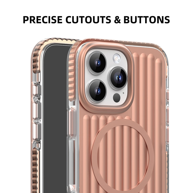For iPhone 16 Pro Mutural Corrugated Texture Magsafe Magnetic Shockproof Phone Case(Antique Brass) - free shipping - PMC Jewellery - Order now!