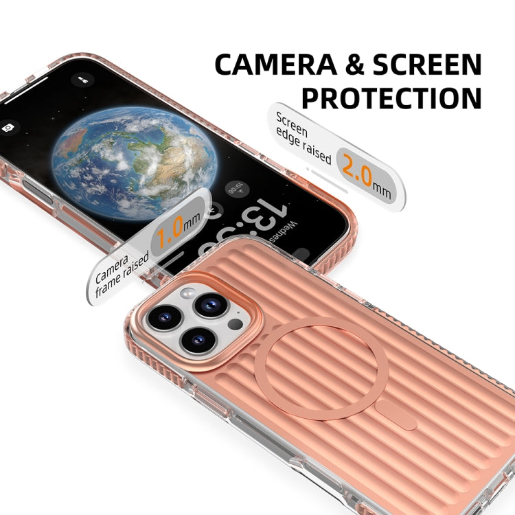 For iPhone 16 Mutural Corrugated Texture Magsafe Magnetic Shockproof Phone Case(Silver) - free shipping - PMC Jewellery - Order now!