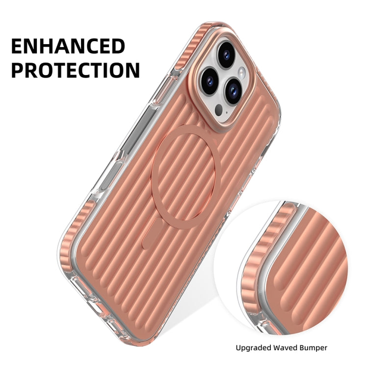 For iPhone 16 Mutural Corrugated Texture Magsafe Magnetic Shockproof Phone Case(Silver) - free shipping - PMC Jewellery - Order now!