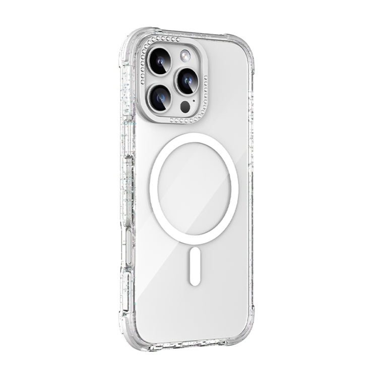 For iPhone 16 Pro Max Mutural Blink Series Glitter Edge MagSafe Magnetic Phone Case(White) - free shipping - PMC Jewellery - Order now!