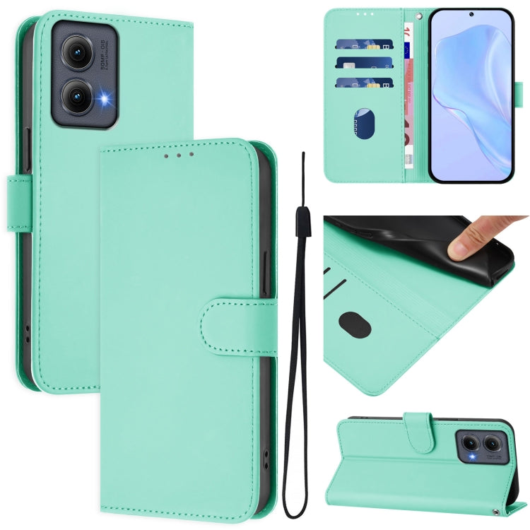 For Motorola Edge 5G 2024 Skin Feel Solid Color Leather Phone Case with Lanyard(Mint Green) - Motorola Cases by PMC Jewellery | Online Shopping South Africa | PMC Jewellery | Buy Now Pay Later Mobicred