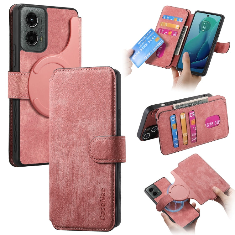 For Motorola Moto G 5G 2024 CaseNeo MagSafe RFID Anti-theft Retro Leather Phone Case(Pink) - Motorola Cases by CaseNeo | Online Shopping South Africa | PMC Jewellery | Buy Now Pay Later Mobicred