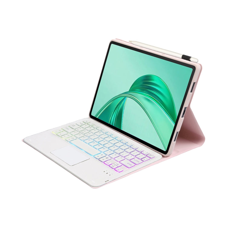 For Honor Pad X8a / X9 2024 AH25-AS Ultra-thin Detachable Backlight Bluetooth Keyboard Leather Tablet Case with Touchpad(Pink White) - Huawei Keyboard by PMC Jewellery | Online Shopping South Africa | PMC Jewellery | Buy Now Pay Later Mobicred