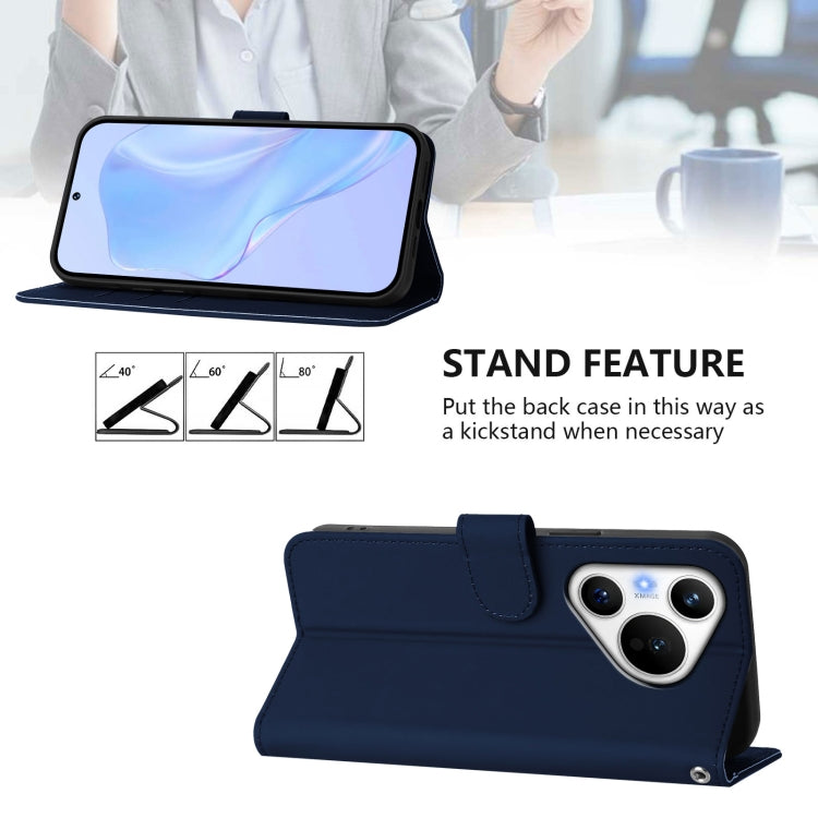 For Huawei Pura 70 Skin Feel Solid Color Leather Phone Case with Lanyard(Navy Blue) - Huawei Cases by PMC Jewellery | Online Shopping South Africa | PMC Jewellery | Buy Now Pay Later Mobicred