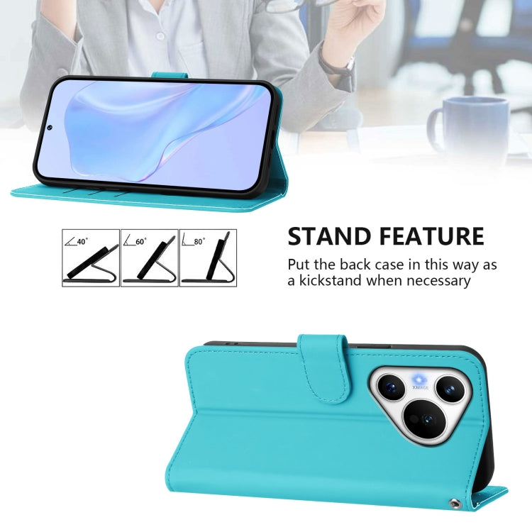 For Huawei Pura 70 Skin Feel Solid Color Leather Phone Case with Lanyard(Lake Blue) - Huawei Cases by PMC Jewellery | Online Shopping South Africa | PMC Jewellery | Buy Now Pay Later Mobicred
