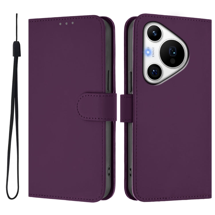 For Huawei Pura 70 Pro / 70 Pro+ Skin Feel Solid Color Leather Phone Case with Lanyard(Violet) - Huawei Cases by PMC Jewellery | Online Shopping South Africa | PMC Jewellery | Buy Now Pay Later Mobicred