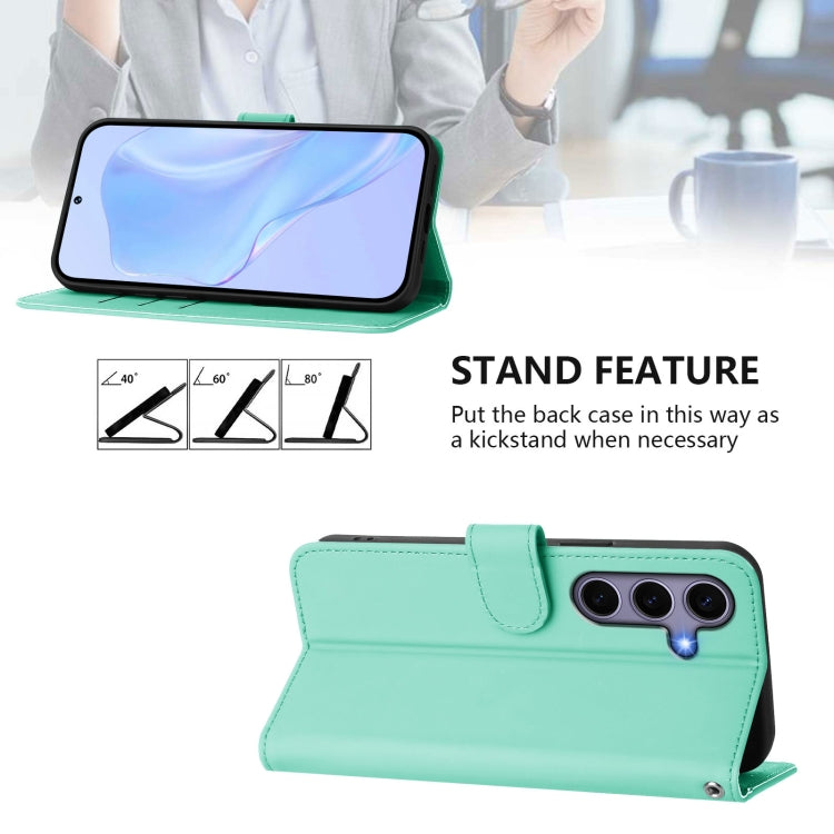 For Samsung Galaxy S25 5G Skin Feel Solid Color Leather Phone Case with Lanyard(Mint Green) - Galaxy S25 5G Cases by PMC Jewellery | Online Shopping South Africa | PMC Jewellery | Buy Now Pay Later Mobicred