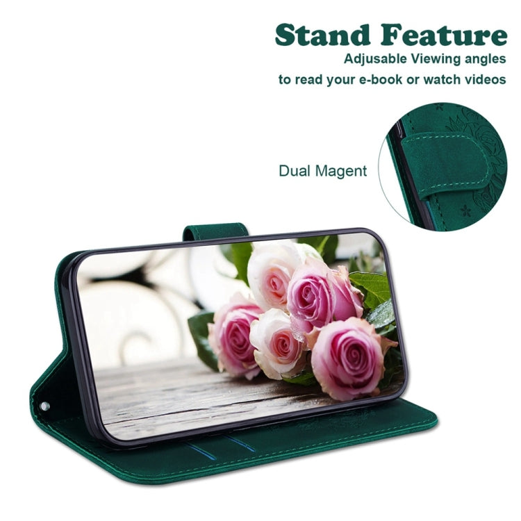 For Samsung Galaxy S25 5G Butterfly Rose Embossed Leather Phone Case(Green) - Galaxy S25 5G Cases by PMC TechLife | Online Shopping South Africa | PMC TechLife | Buy Now Pay Later Mobicred