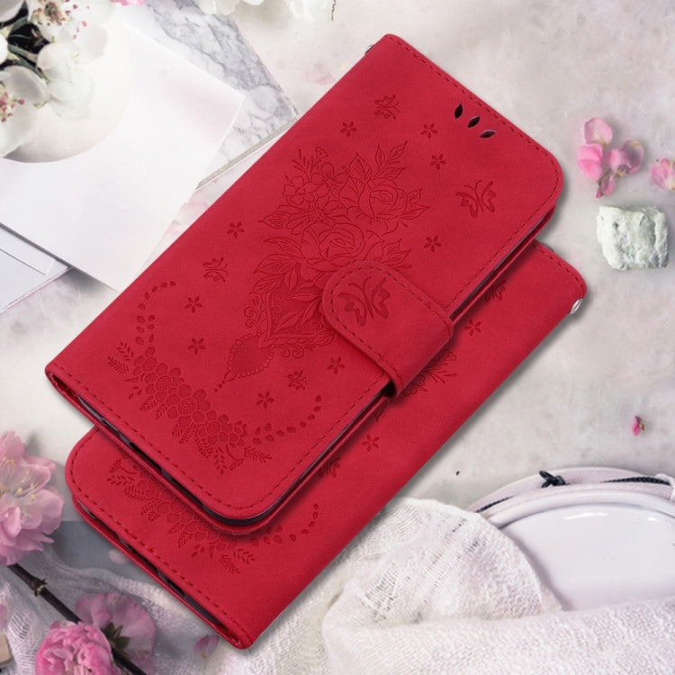 For Samsung Galaxy S25 5G Butterfly Rose Embossed Leather Phone Case(Red) - Galaxy S25 5G Cases by PMC TechLife | Online Shopping South Africa | PMC TechLife | Buy Now Pay Later Mobicred