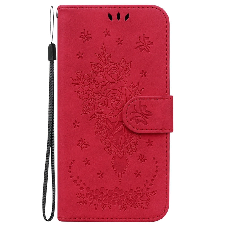 For Samsung Galaxy S25 5G Butterfly Rose Embossed Leather Phone Case(Red) - Galaxy S25 5G Cases by PMC TechLife | Online Shopping South Africa | PMC TechLife | Buy Now Pay Later Mobicred