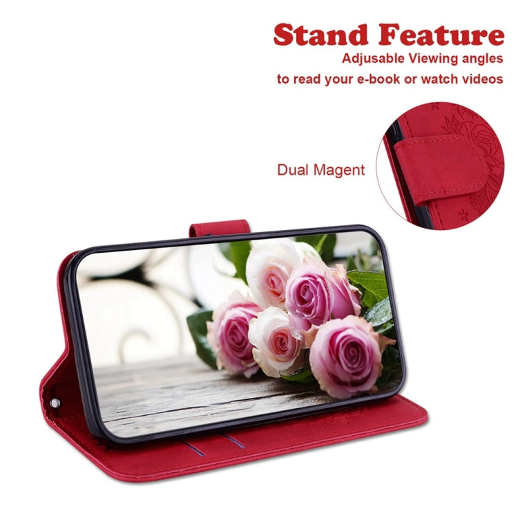 For Samsung Galaxy S25 5G Butterfly Rose Embossed Leather Phone Case(Red) - Galaxy S25 5G Cases by PMC TechLife | Online Shopping South Africa | PMC TechLife | Buy Now Pay Later Mobicred