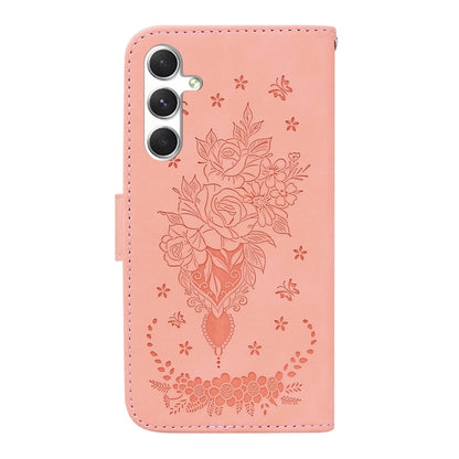 For Samsung Galaxy S25 5G Butterfly Rose Embossed Leather Phone Case(Pink) - Galaxy S25 5G Cases by PMC Jewellery | Online Shopping South Africa | PMC Jewellery | Buy Now Pay Later Mobicred