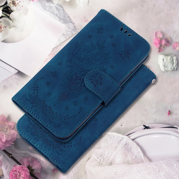 For Samsung Galaxy S25 Ultra 5G Butterfly Rose Embossed Leather Phone Case(Blue) - Galaxy S25 Ultra 5G Cases by PMC TechLife | Online Shopping South Africa | PMC TechLife | Buy Now Pay Later Mobicred