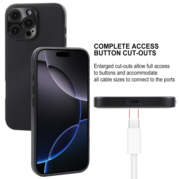 For iPhone 16 Pro GEBEI Plain Leather TPU Hybrid PU Phone Case(Black) - free shipping - PMC Jewellery - Order now!