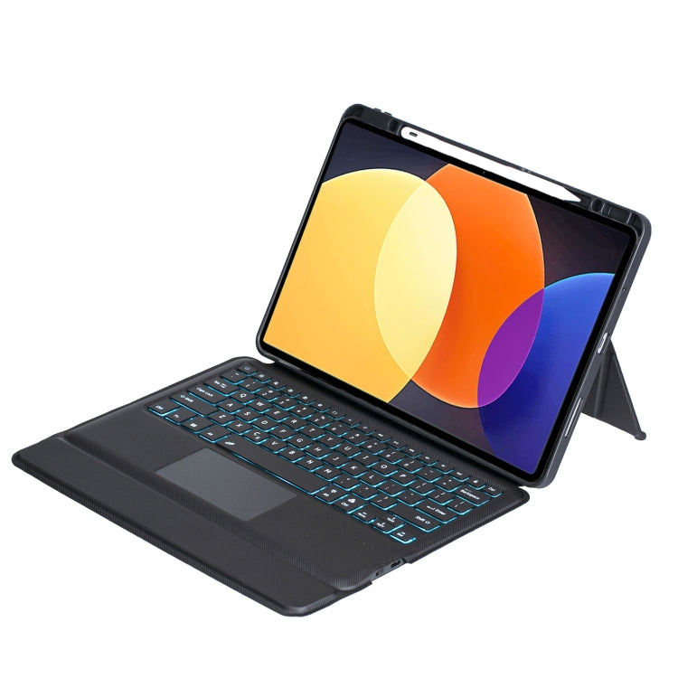 For Xiaomi Pad 5 12.4 Detachable Backlit Bluetooth Keyboard Leather Case with Touchpad(Black) - free shipping - PMC Jewellery - Order now!