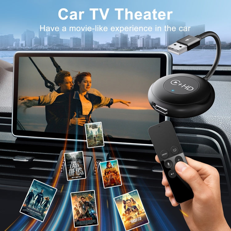 USB and HDMI Wired to Wireless CarPlay Auto Adapter, Specification:Round(Black) - Bluetooth Adapters by PMC Jewellery | Online Shopping South Africa | PMC Jewellery | Buy Now Pay Later Mobicred