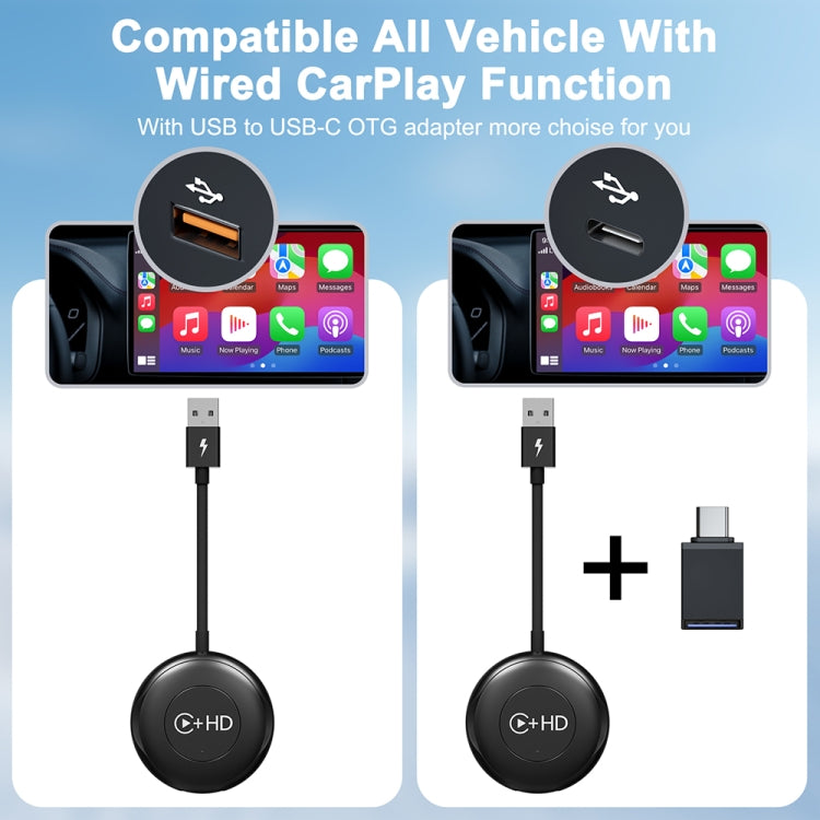 USB and HDMI Wired to Wireless CarPlay Auto Adapter, Specification:Round(Silver) - free shipping - PMC Jewellery - Order now!