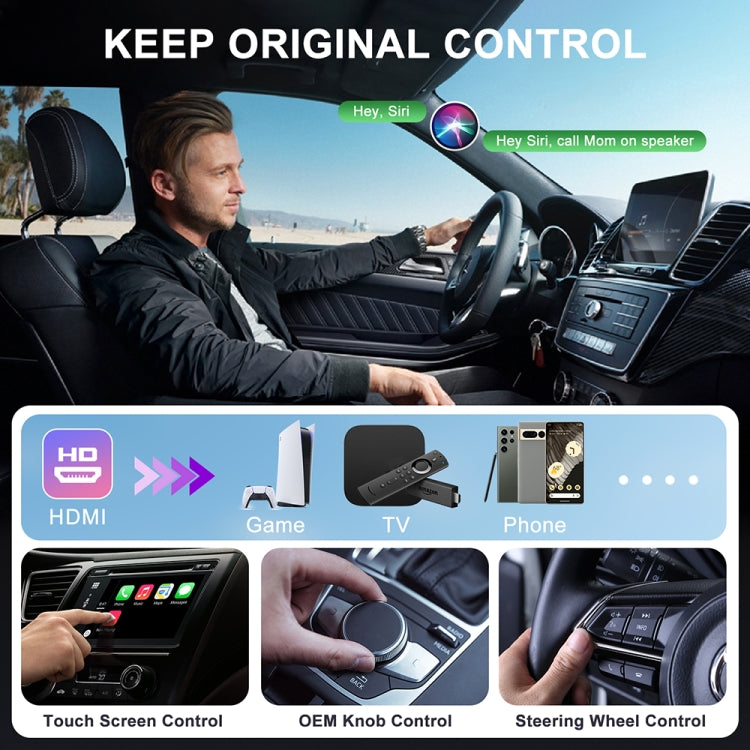 USB and HDMI Wired to Wireless CarPlay Auto Adapter, Specification:Square(Black) - free shipping - PMC Jewellery - Order now!