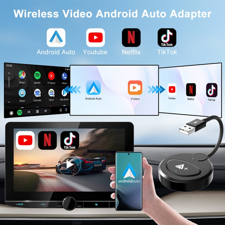 USB Interface Wired to Wireless CarPlay Auto Adapter for Android, Specification:Round(Black) - free shipping - PMC Jewellery - Order now!