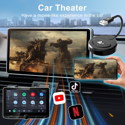 USB Interface Wired to Wireless CarPlay Auto Adapter for Android, Specification:Round(Carbon Fiber) - Bluetooth Adapters by PMC Jewellery | Online Shopping South Africa | PMC Jewellery | Buy Now Pay Later Mobicred