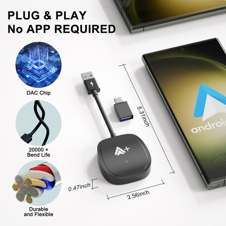 USB Interface Wired to Wireless CarPlay Auto Adapter for Android, Specification:Square(Silver) - free shipping - PMC Jewellery - Order now!