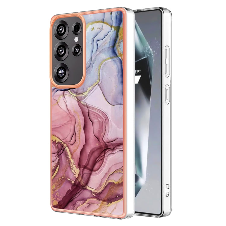 For Samsung Galaxy S25 Ultra 5G Electroplating Marble Dual-side IMD Phone Case(Rose Red 014) - Galaxy S25 Ultra 5G Cases by PMC TechLife | Online Shopping South Africa | PMC TechLife | Buy Now Pay Later Mobicred