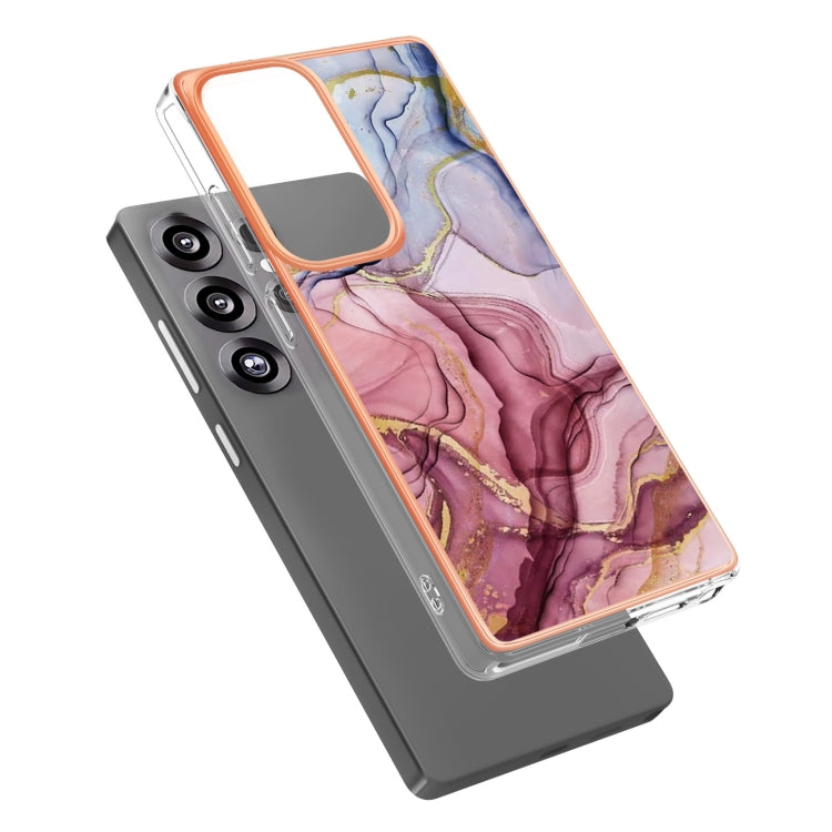For Samsung Galaxy S25 Ultra 5G Electroplating Marble Dual-side IMD Phone Case(Rose Red 014) - Galaxy S25 Ultra 5G Cases by PMC TechLife | Online Shopping South Africa | PMC TechLife | Buy Now Pay Later Mobicred