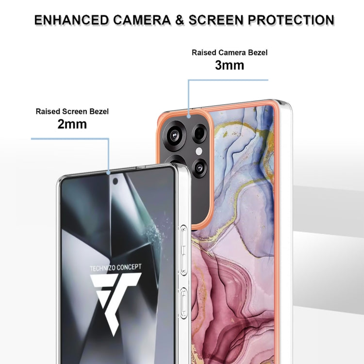 For Samsung Galaxy S25 Ultra 5G Electroplating Marble Dual-side IMD Phone Case(Rose Red 014) - Galaxy S25 Ultra 5G Cases by PMC TechLife | Online Shopping South Africa | PMC TechLife | Buy Now Pay Later Mobicred