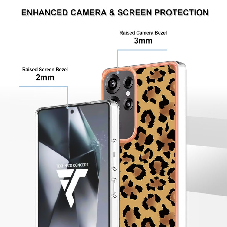 For Samsung Galaxy S25 Ultra 5G Electroplating Marble Dual-side IMD Phone Case(Leopard Print) - Galaxy S25 Ultra 5G Cases by PMC Jewellery | Online Shopping South Africa | PMC Jewellery | Buy Now Pay Later Mobicred