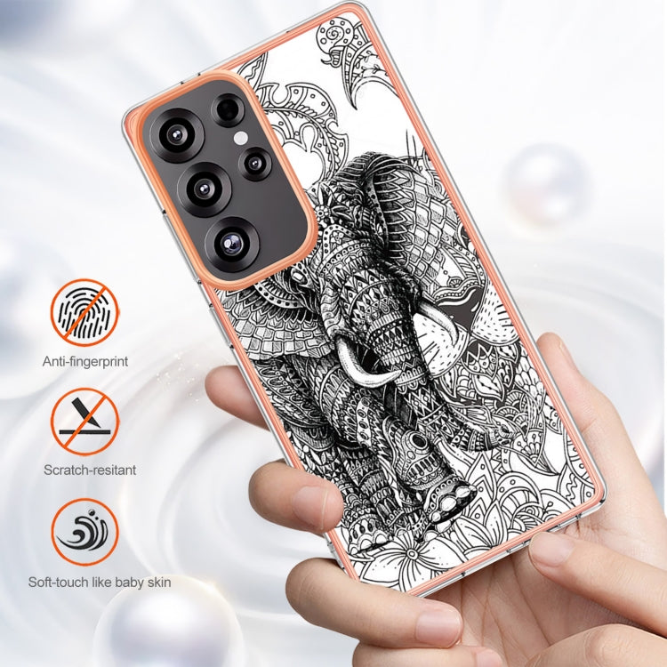 For Samsung Galaxy S25 Ultra 5G Electroplating Marble Dual-side IMD Phone Case(Totem Elephant) - Galaxy S25 Ultra 5G Cases by PMC Jewellery | Online Shopping South Africa | PMC Jewellery | Buy Now Pay Later Mobicred