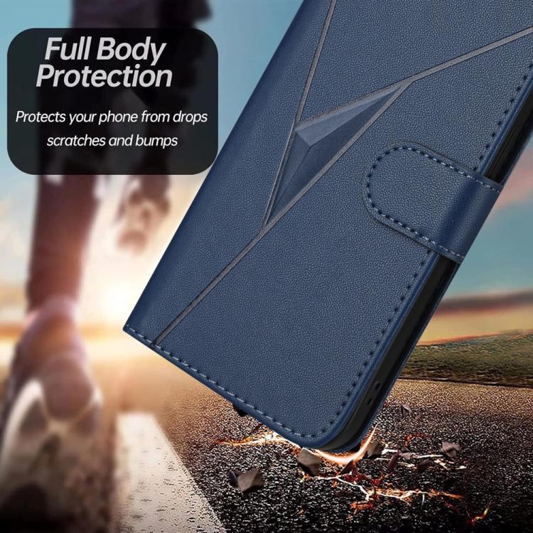 For iPhone 17 Triangle Pattern Buckle Clasp Leather Phone Case(Royal Blue) - free shipping - PMc TechLife - Order now!