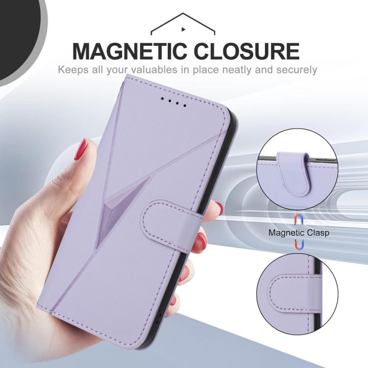 For iPhone 17 Triangle Pattern Buckle Clasp Leather Phone Case(Light Purple) - free shipping - PMc TechLife - Order now!